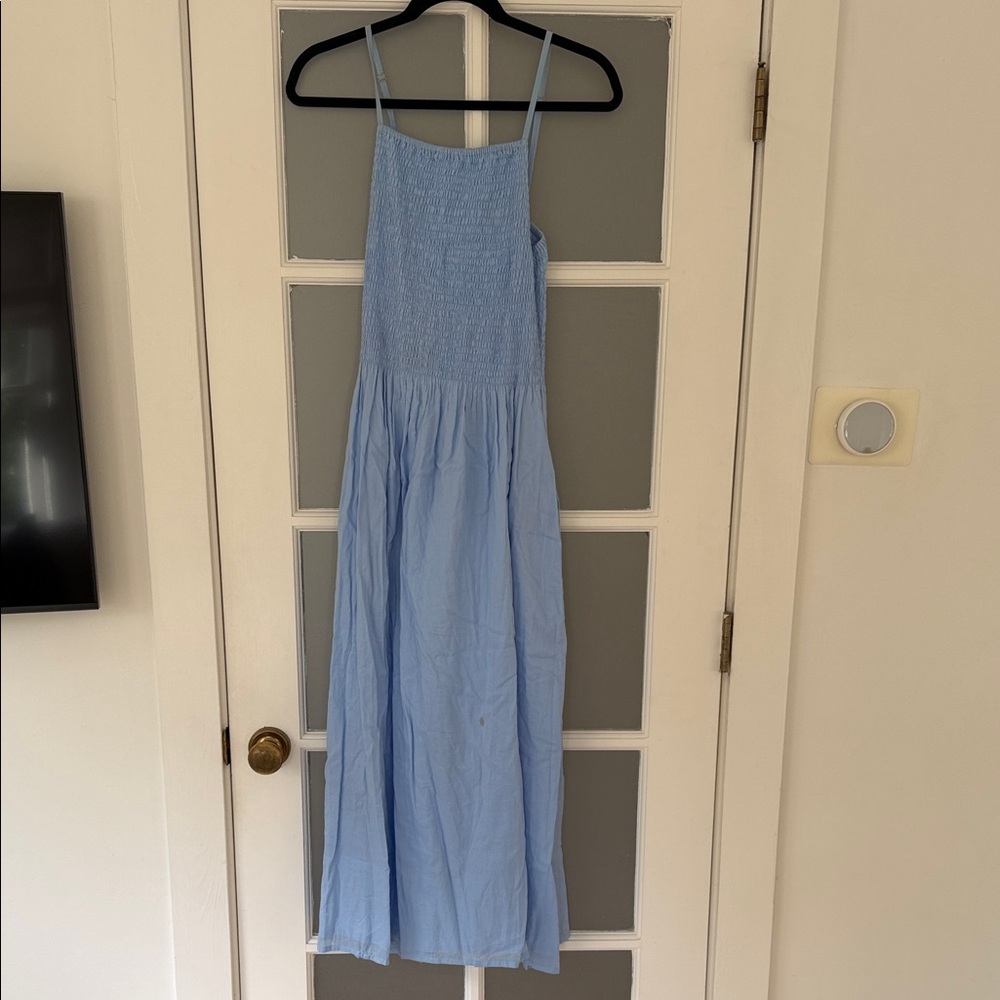 Faithfull the Brand Sky Blue Textured Dress
